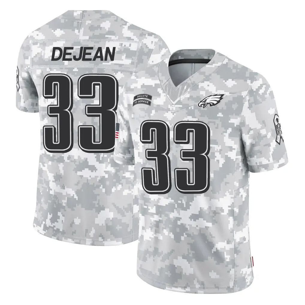 P.Eagles #33 Cooper DeJean Player Arctic Camo Salute to Service Limited Game ROCER Stitched Jerseys