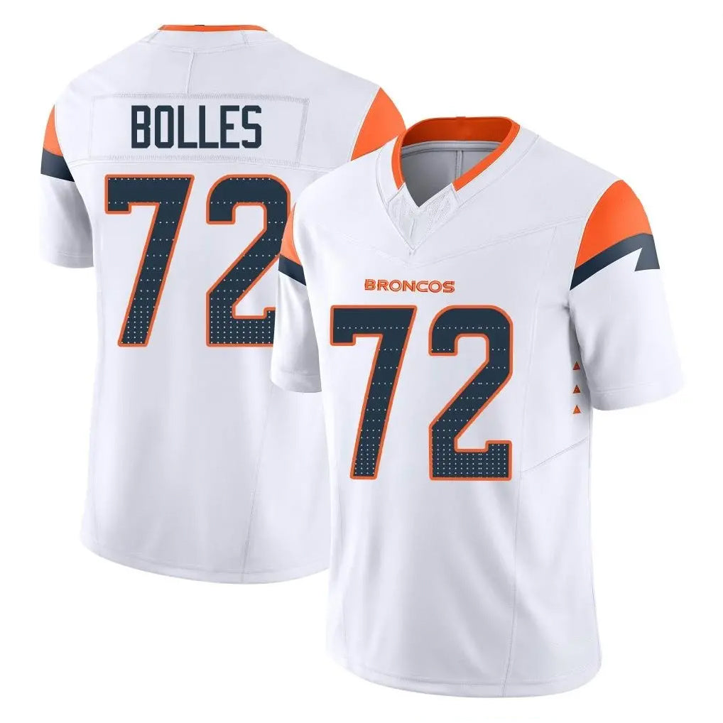 D.Broncos #72 Garett Bolles Player White Limited Vapor F.U.S.E. Home Game ROCER Stitched Jerseys