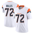 D.Broncos #72 Garett Bolles Player White Limited Vapor F.U.S.E. Home Game ROCER Stitched Jerseys
