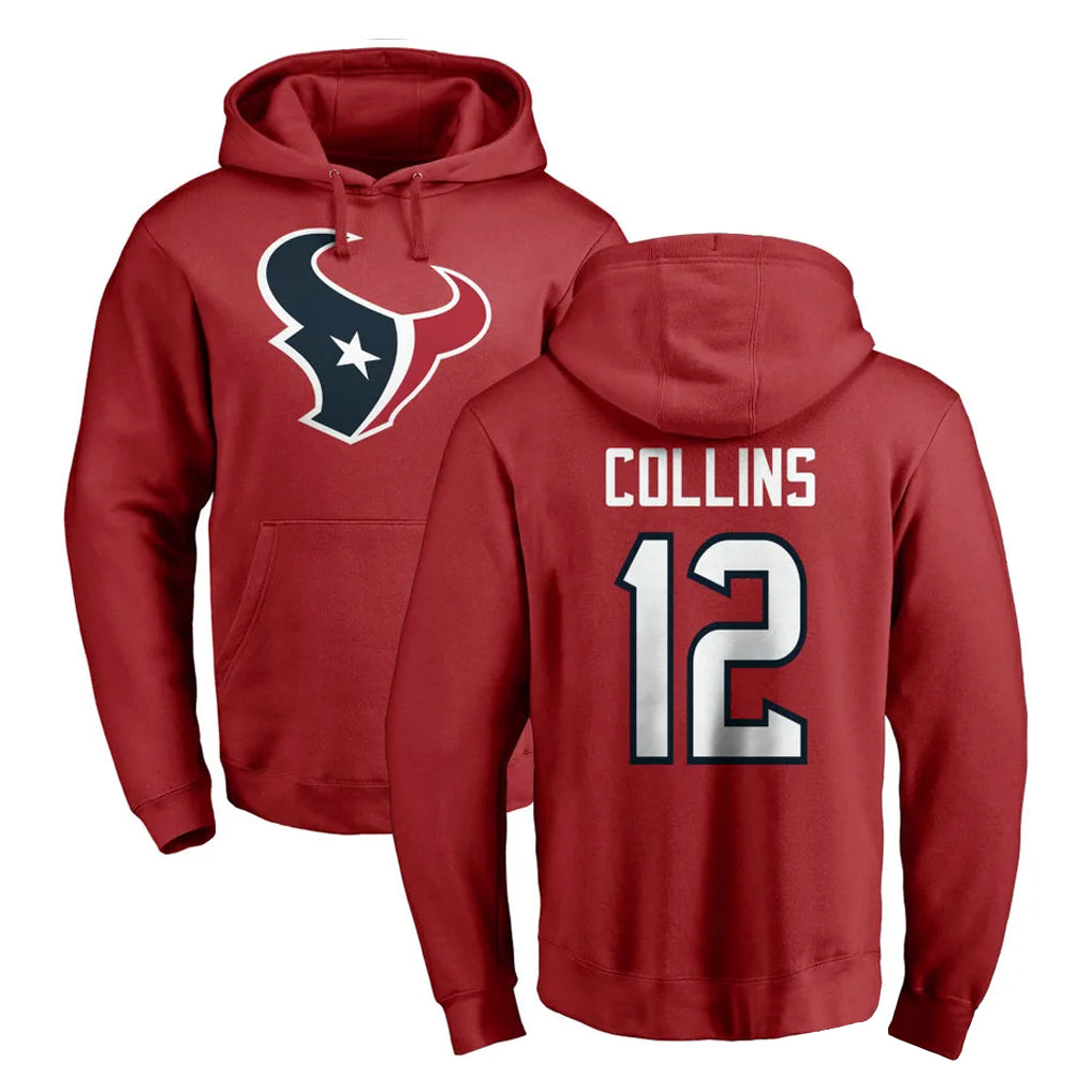 H.Texans #12 Nico Collins Player Red Pro Line Pullover Hoodie Limited Game ROCER Stitched Jerseys