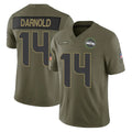 S.Seahawks #14 Sam Darnold Player Olive 2025 Salute To Service Limited Home Game ROCER Stitched Jerseys