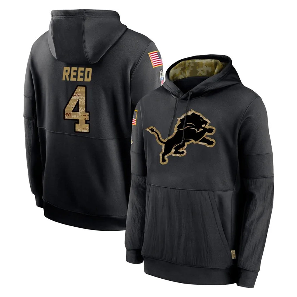 D.Lions #4 D.J. Reed Player Black Salute to Service Hoodies Limited Game ROCER Stitched Jerseys