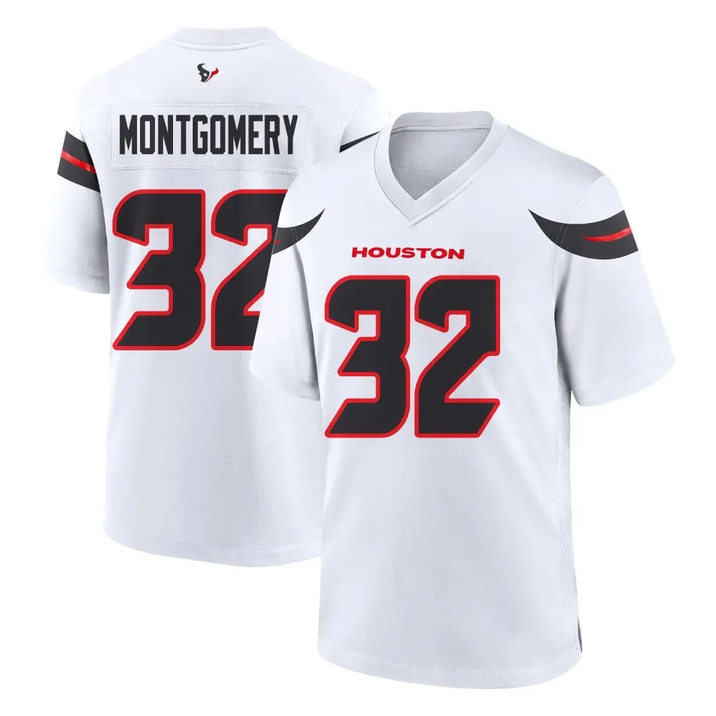 H.Texans #32 David Montgomery Player White Home Game ROCER Stitched Jerseys