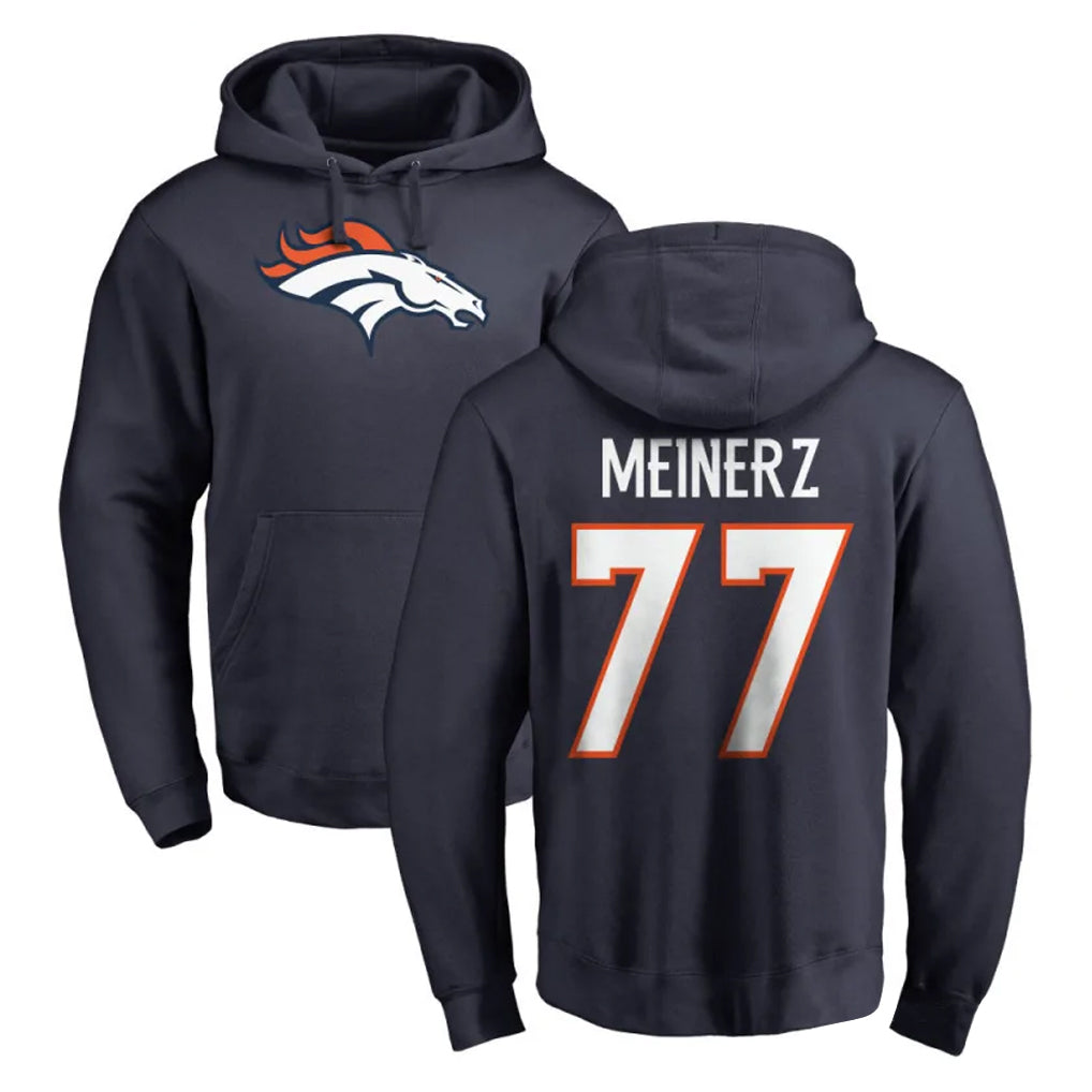 D.Broncos #77 Quinn Meinerz Player Navy Pullover Hoodie Limited ROCER Stitched Jerseys