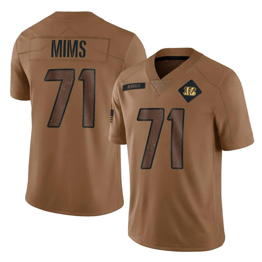 C.Bengals #71 Amarius Mims Player Brown Salute to Service Limited ROCER Stitched Jerseys