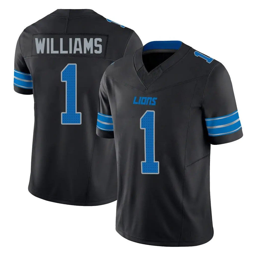 D.Lions #1 Jameson Williams Player Black Alternate Vapor F.U.S.E. Limited Home Game ROCER Stitched Jerseys
