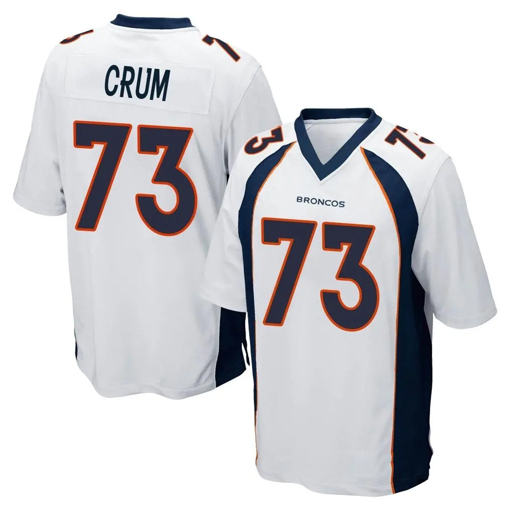 D.Broncos #73 Frank Crum Player White Game ROCER Stitched Jerseys