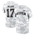 B.Bills #17 Josh Allen Player Arctic Camo Salute to Service T-Shirt Hoodies ROCER Stitched Jerseys