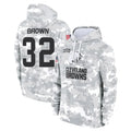 C.Browns #32 Jim Brown Player Arctic Camo Salute to Service Hoodies Limited Game ROCER Stitched Jerseys