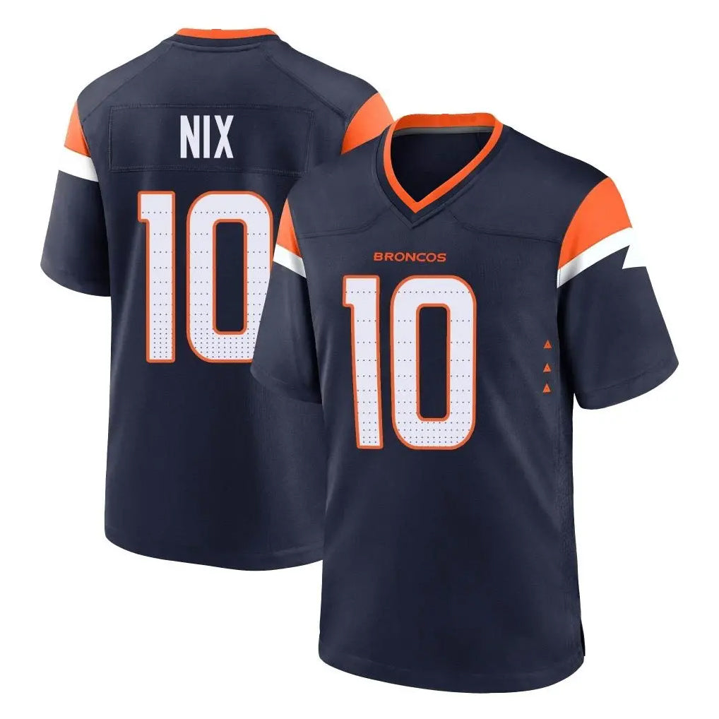 D.Broncos #10 Bo Nix Player Navy Home Game ROCER Stitched Jerseys
