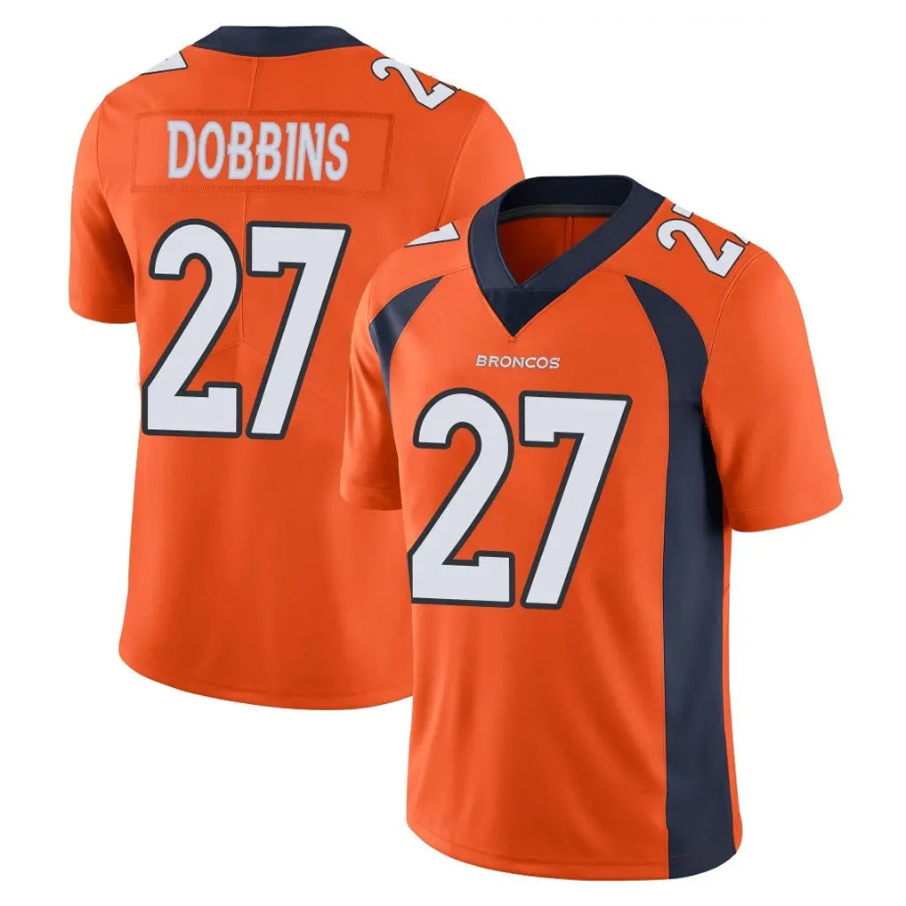 D.Broncos #27 J.K. Dobbins Player Orange Color Vapor Untouchable Limited Game ROCER Stitched Jerseys