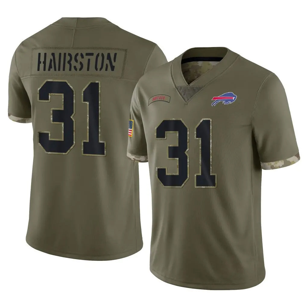 B.Bills #31 Maxwell Hairston Player Olive Salute To Service Game ROCER Stitched Jerseys