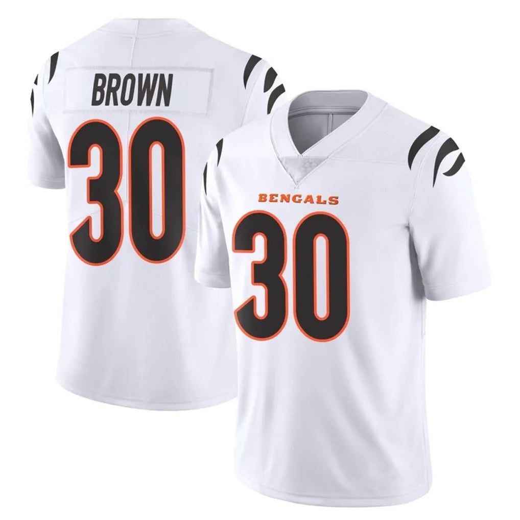 C.Bengals #30 Chase Brown Player White Vapor Untouchable Limited Home Game ROCER Stitched Jerseys