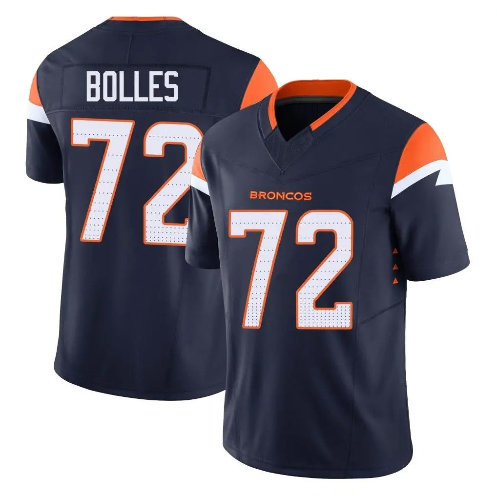 D.Broncos #72 Garett Bolles Player Navy Limited Vapor F.U.S.E. Home Game ROCER Stitched Jerseys
