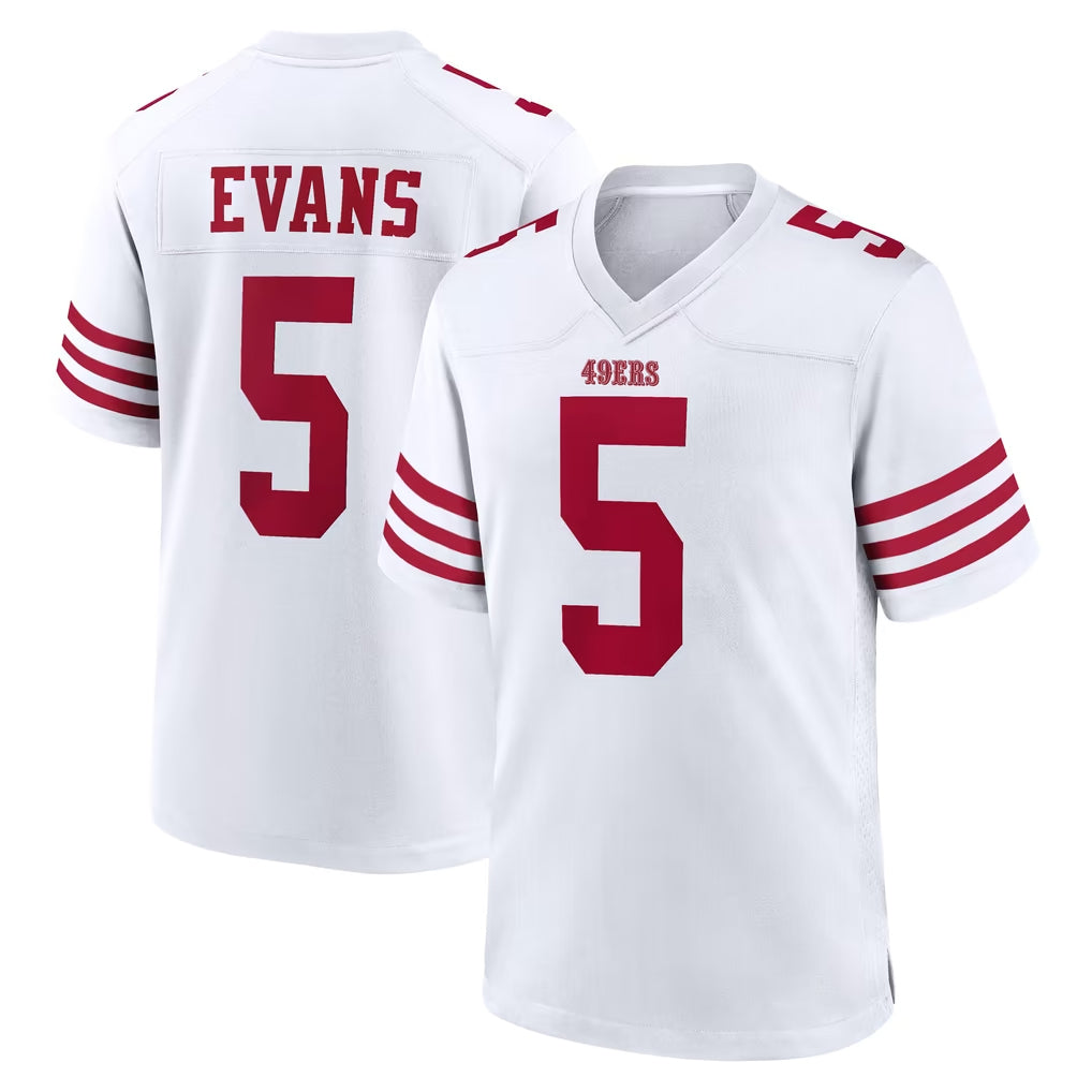 SF.49ers #5 Mike Evans Player White Game Home ROCER Stitched Jerseys
