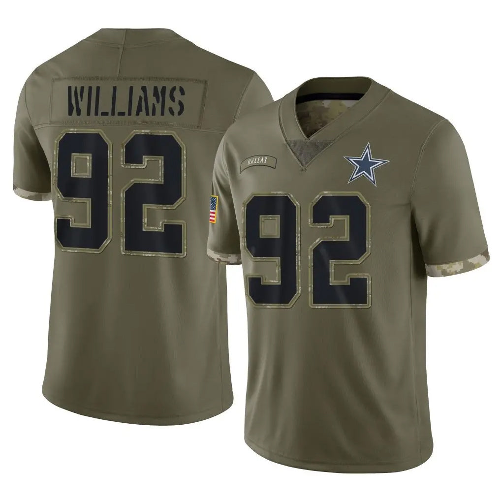 D.Cowboys #92 Quinnen Williams Player Olive Salute to Service Limited Game ROCER Stitched Jerseys