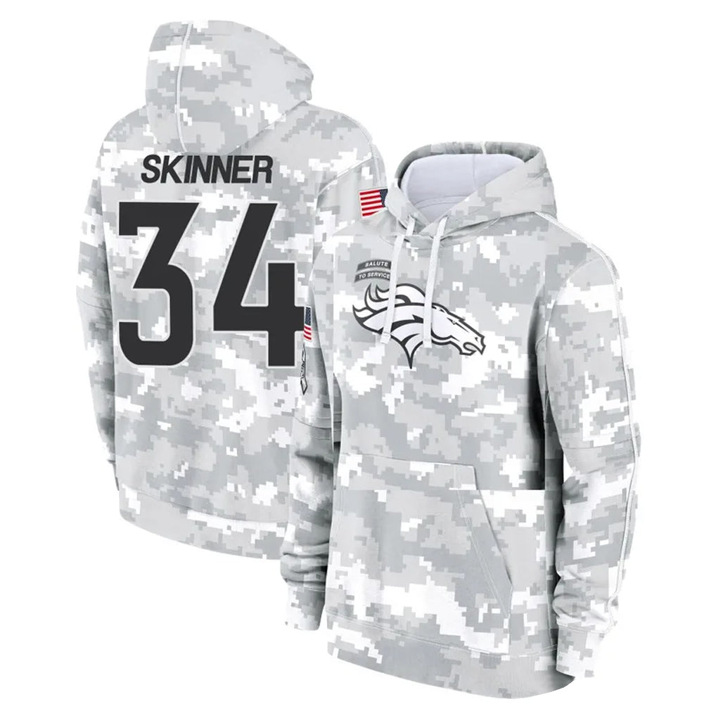 D.Broncos #34 JL Skinner Player Arctic Camo Salute to Service Hoodies Limited Game ROCER Stitched Jerseys