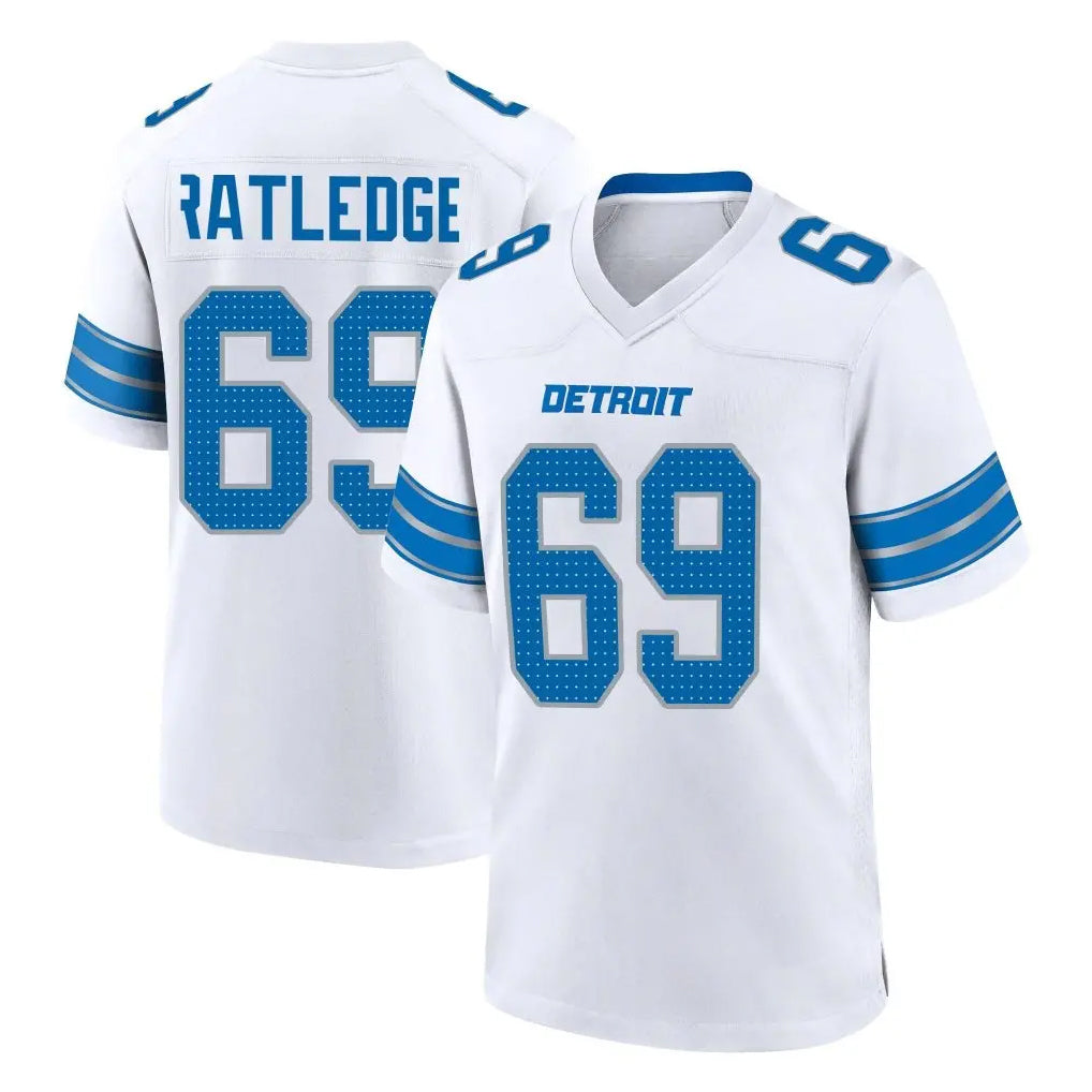 D.Lions #69 Tate Ratledge Player White Alternate Home Game ROCER Stitched Jerseys