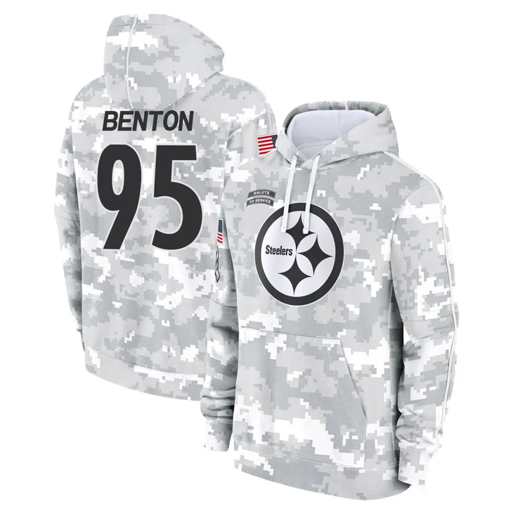 P.Steelers #95 Keeanu Benton Player Arctic Camo Limited Salute to Service Pullover Hoodies Game ROCER Stitched Jerseys