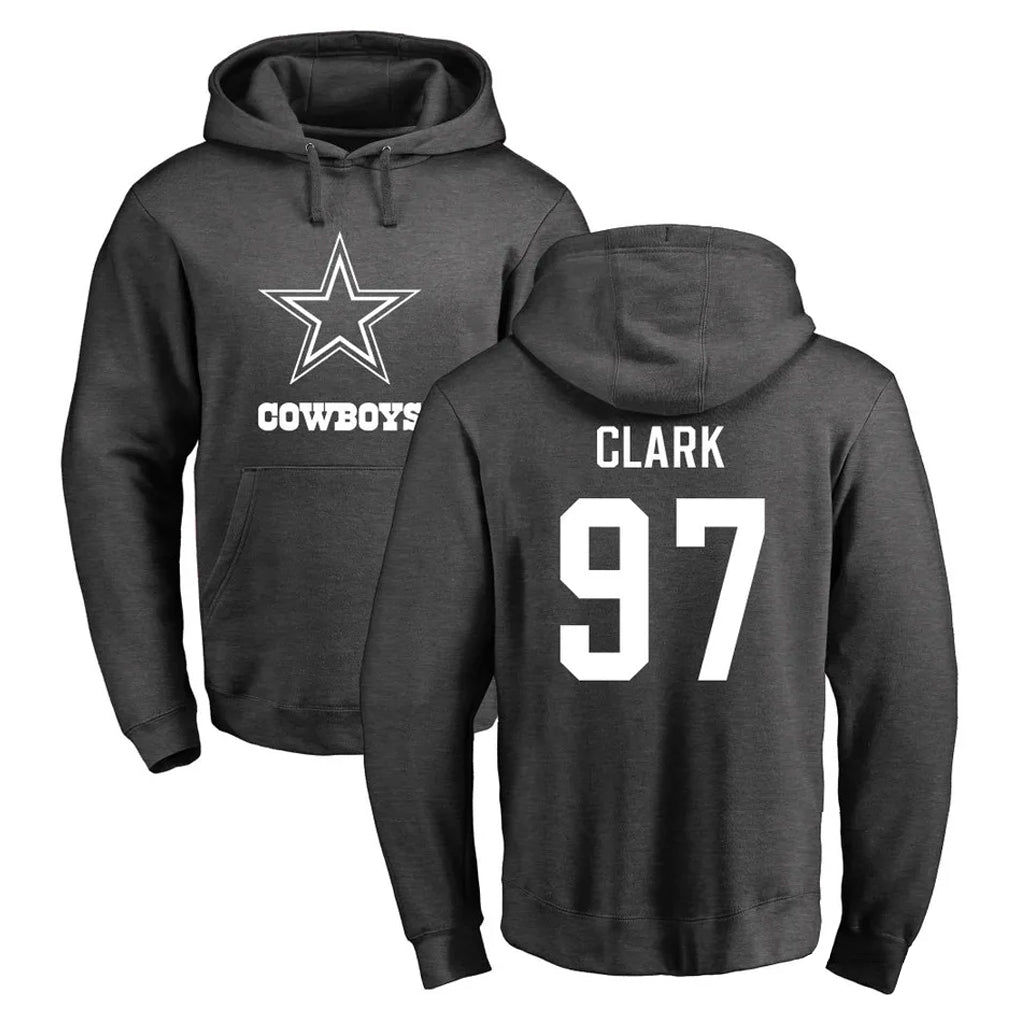 D.Cowboys #97 Kenny Clark Player Ash One Color Pullover Hoodie Limited ROCER Stitched Jerseys