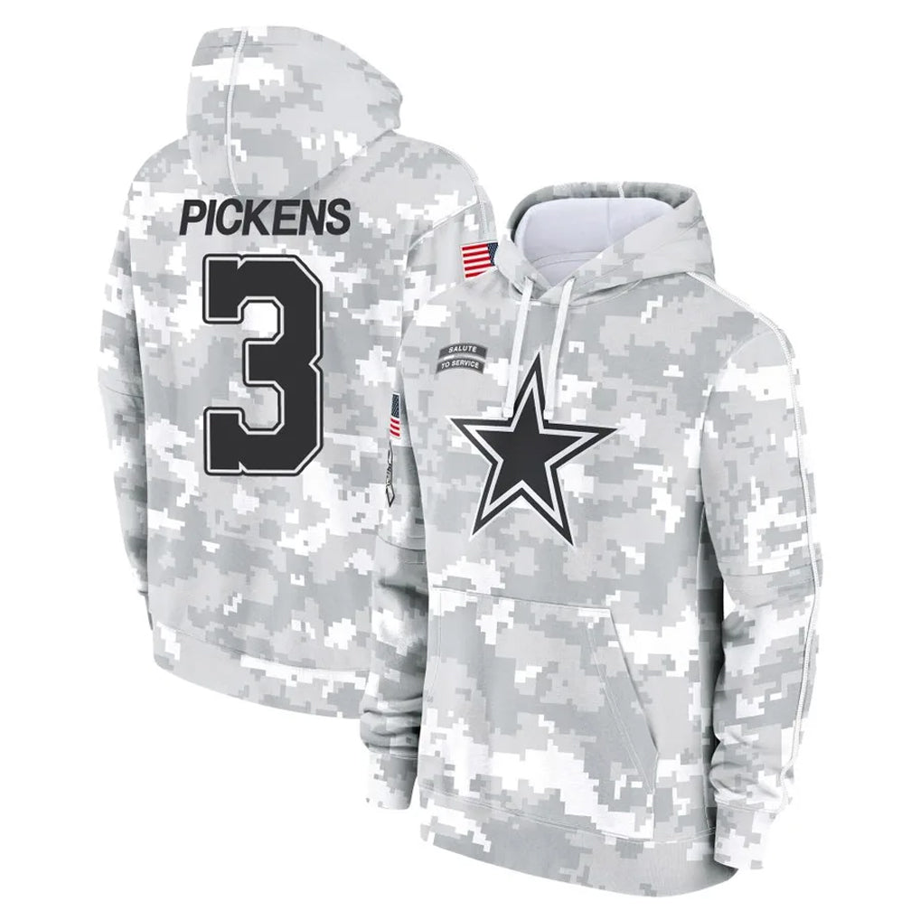 D.Cowboys #3 George Pickens Player Arctic Camo Salute to Service Hoodies Limited Game ROCER Stitched Jerseys