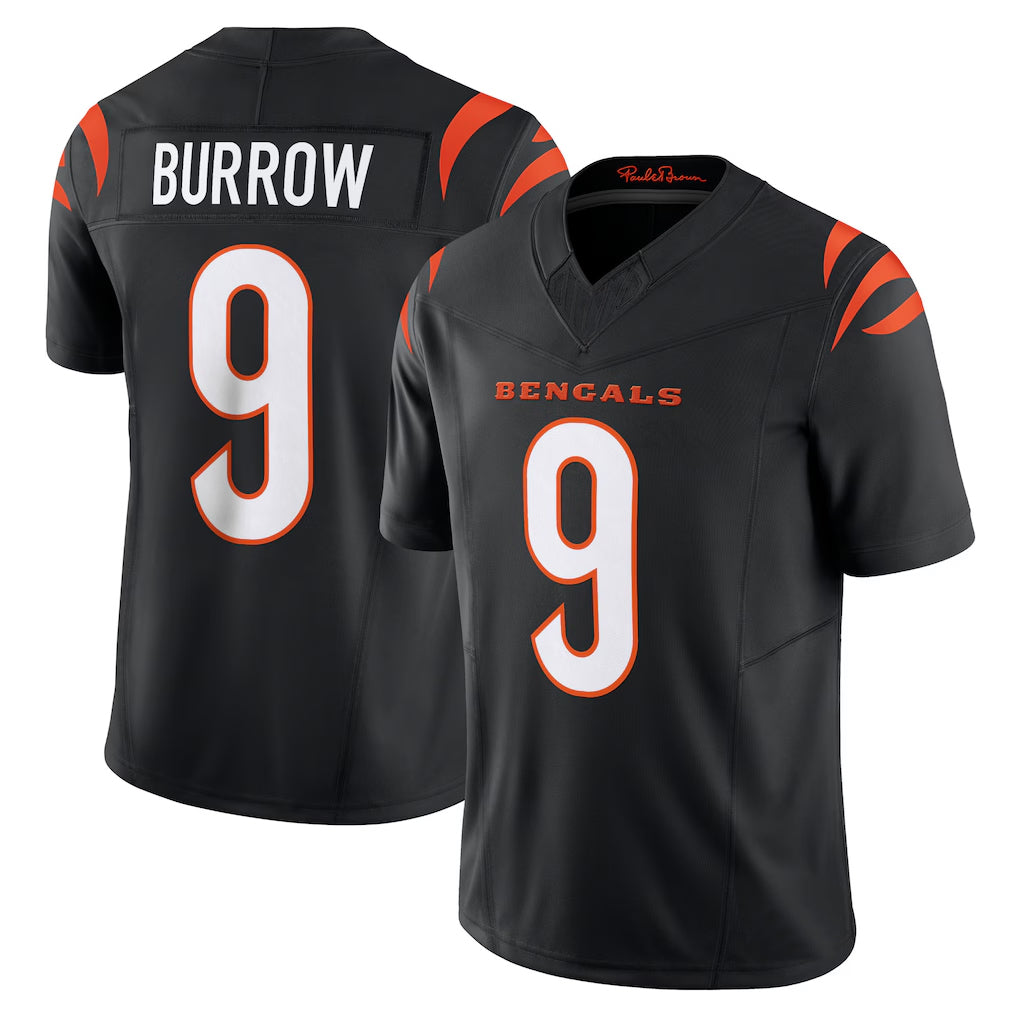 C.Bengals #9 Joe Burrow Player Black Vapor F.U.S.E. Limited Home Game ROCER Stitched Jerseys