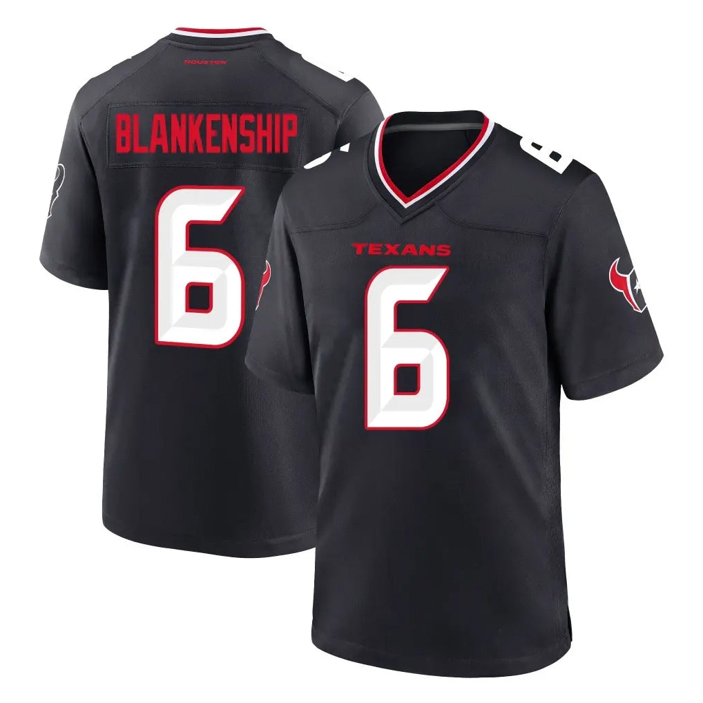 H.Texans #6 Reed Blankenship Player Navy Team Home Game ROCER Stitched Jerseys