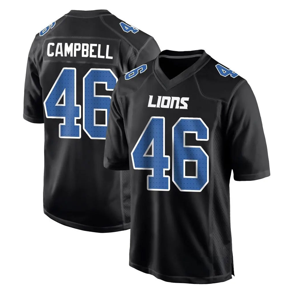D.Lions #46 Jack Campbell Player Black Fashion Home Game ROCER Stitched Jerseys