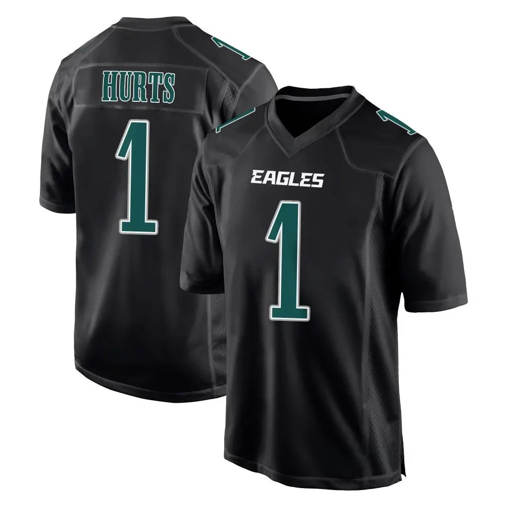 P.Eagles #1 Jalen Hurts Player Carbon Black Fashion Home Game ROCER Stitched Jerseys