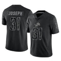 D.Lions #31 Kerby Joseph Player Black Reflective Limited Home Game ROCER Stitched Jerseys