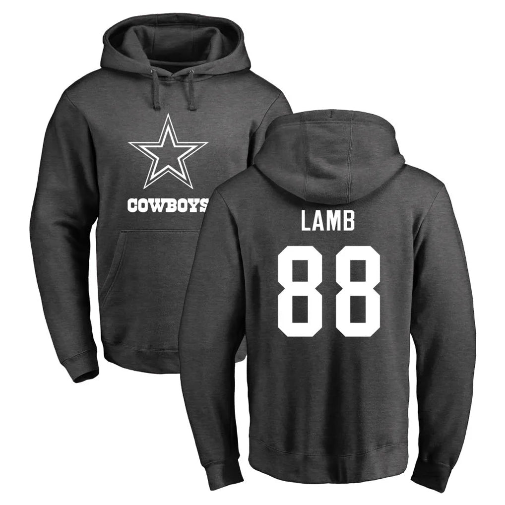 D.Cowboys #88 CeeDee Lamb Player Ash One Color Pullover Hoodie Limited ROCER Stitched Jerseys