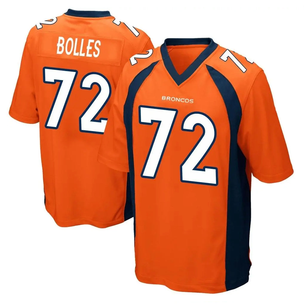 D.Broncos #72 Garett Bolles Player Orange Color Home Game ROCER Stitched Jerseys