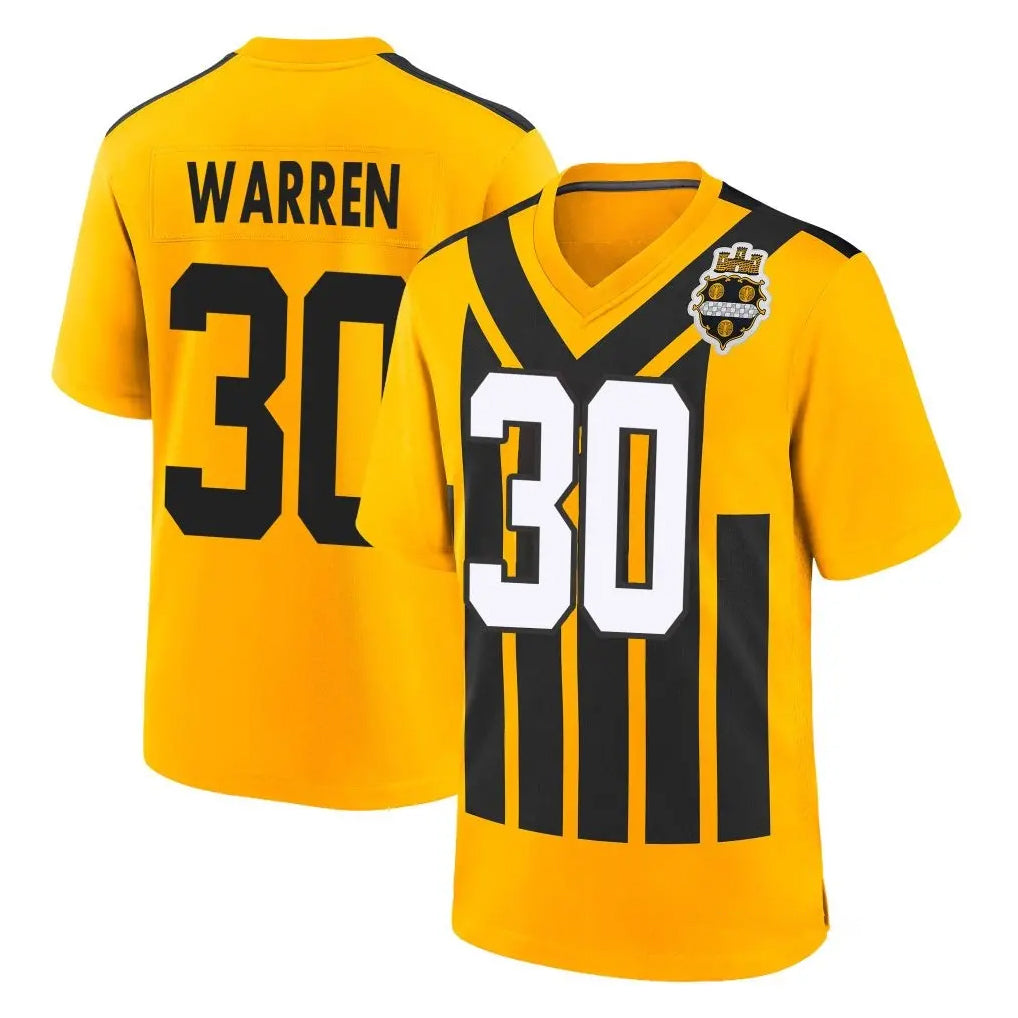 P.Steelers #30 Jaylen Warren Player Gold Limited 1933 Throwback Home Game ROCER Stitched Jerseys