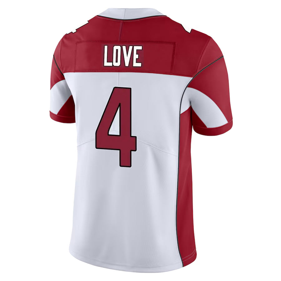 A.Cardinals #4 Jeremiyah Love Player White Vapor Limited Home Game ROCER Stitched Jerseys