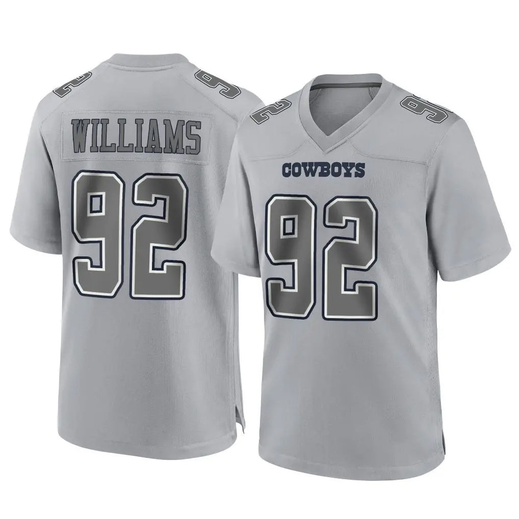 D.Cowboys #92 Quinnen Williams Player Gray Atmosphere Fashion Home Game ROCER Stitched Jerseys
