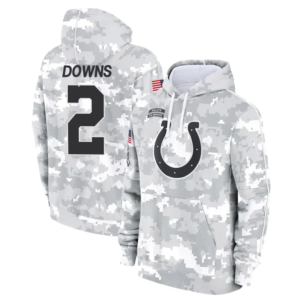 IN.Colts #2 Josh Downs Player Arctic Camo Salute to Service Hoodies Limited Game ROCER Stitched Jerseys