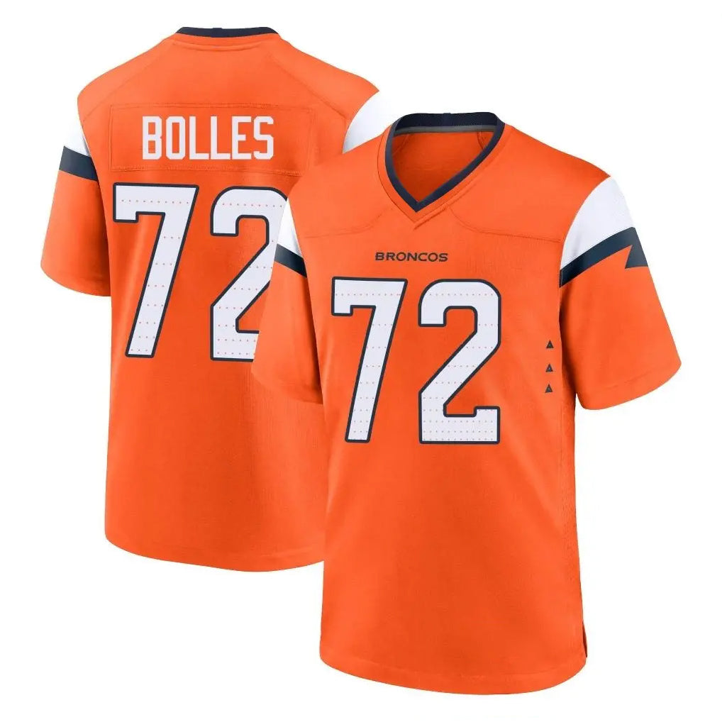 D.Broncos #72 Garett Bolles Player Orange Home Game ROCER Stitched Jerseys
