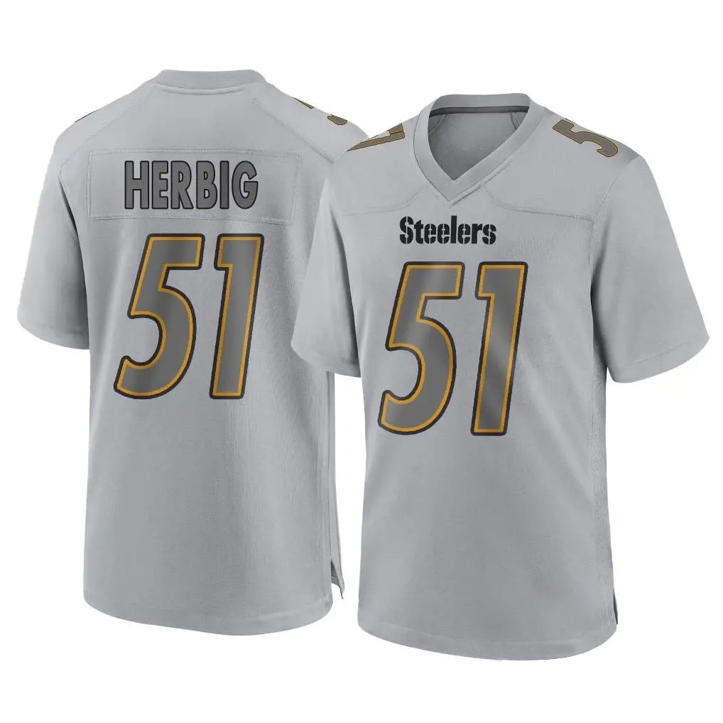 P.Steelers #51 Nick Herbig Player Gray Atmosphere Fashion Home Game ROCER Stitched Jerseys