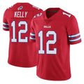 B.Bills #12 Jim Kelly Player Red Vapor Untouchable Limited Home Game ROCER Stitched Jerseys