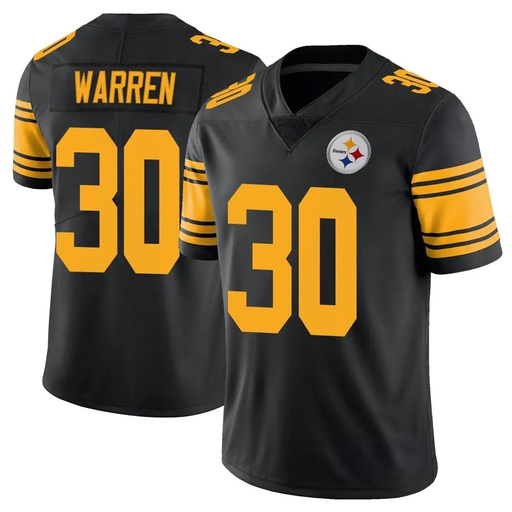 P.Steelers #30 Jaylen Warren Player Black Limited Color Rush Home Game ROCER Stitched Jerseys
