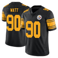 P.Steelers #90 T.J. Watt Player Black Limited Color Rush Home Game ROCER Stitched Jerseys