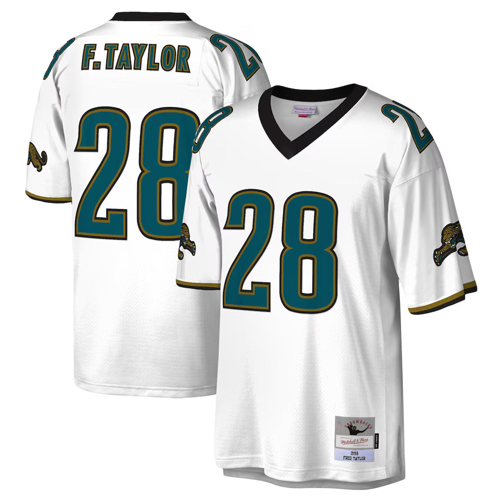 J.Jaguars #28 Fred Taylor?Player White Mitchell & Ness Legacy Home Game ROCER Stitched Jerseys