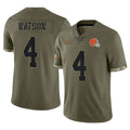 C.Browns #4 Deshaun Watson Player Olive Salute to Service Limited Game ROCER Stitched Jerseys