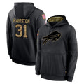 B.Bills #31 Maxwell Hairston Player Black Salute to Service Hoodies Hame ROCER Stitched Jerseys