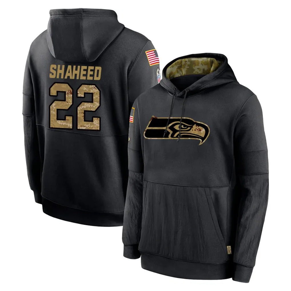 S.Seahawks #22 Rashid Shaheed Player Black Salute to Service Hoodies Limited Game ROCER Stitched Jerseys