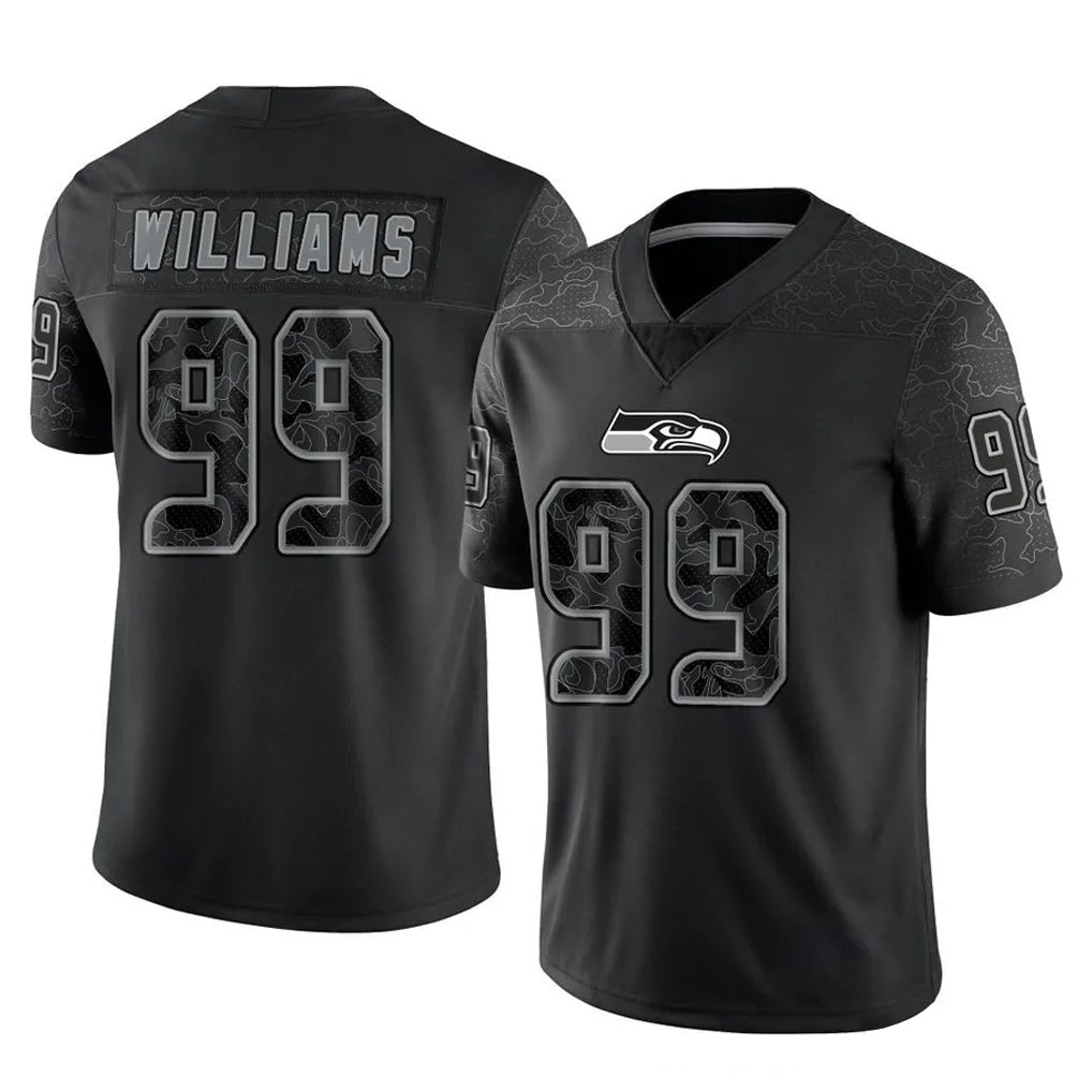 S.Seahawks #99 Leonard Williams Player Black Limited Reflective Home Game ROCER Stitched Jerseys