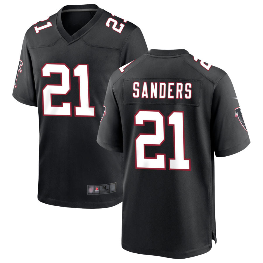 A.Falcons #21 Deion Sanders Player Black Throwback Limited ROCER Stitched Jerseys