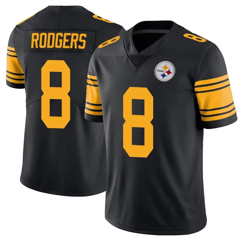 P.Steelers #8 Aaron Rodgers Player Black Limited Color Rush Home Game ROCER Stitched Jerseys