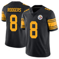 P.Steelers #8 Aaron Rodgers Player Black Limited Color Rush Home Game ROCER Stitched Jerseys