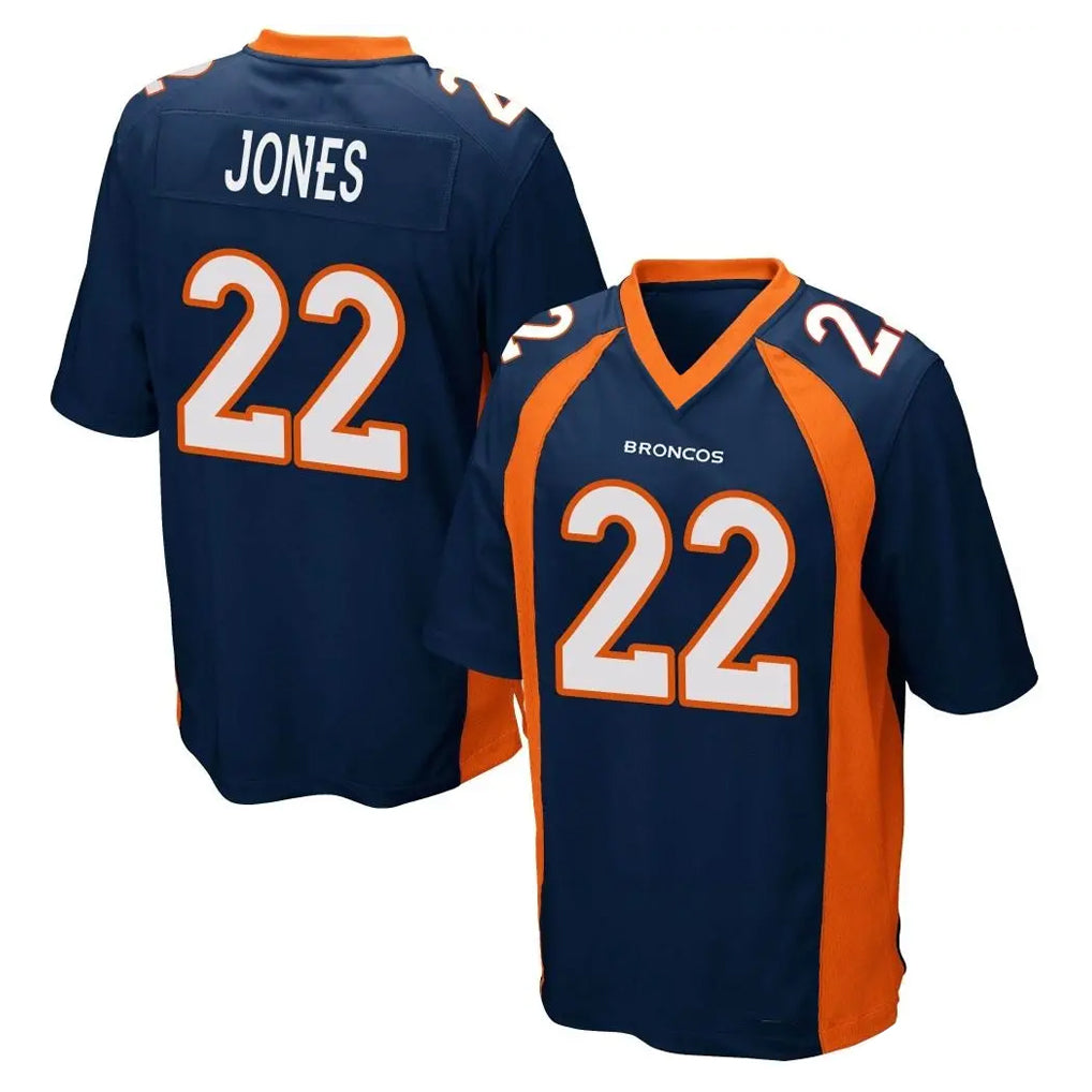 D.Broncos #22 Brandon Jones Player Navy Game ROCER Stitched Jerseys